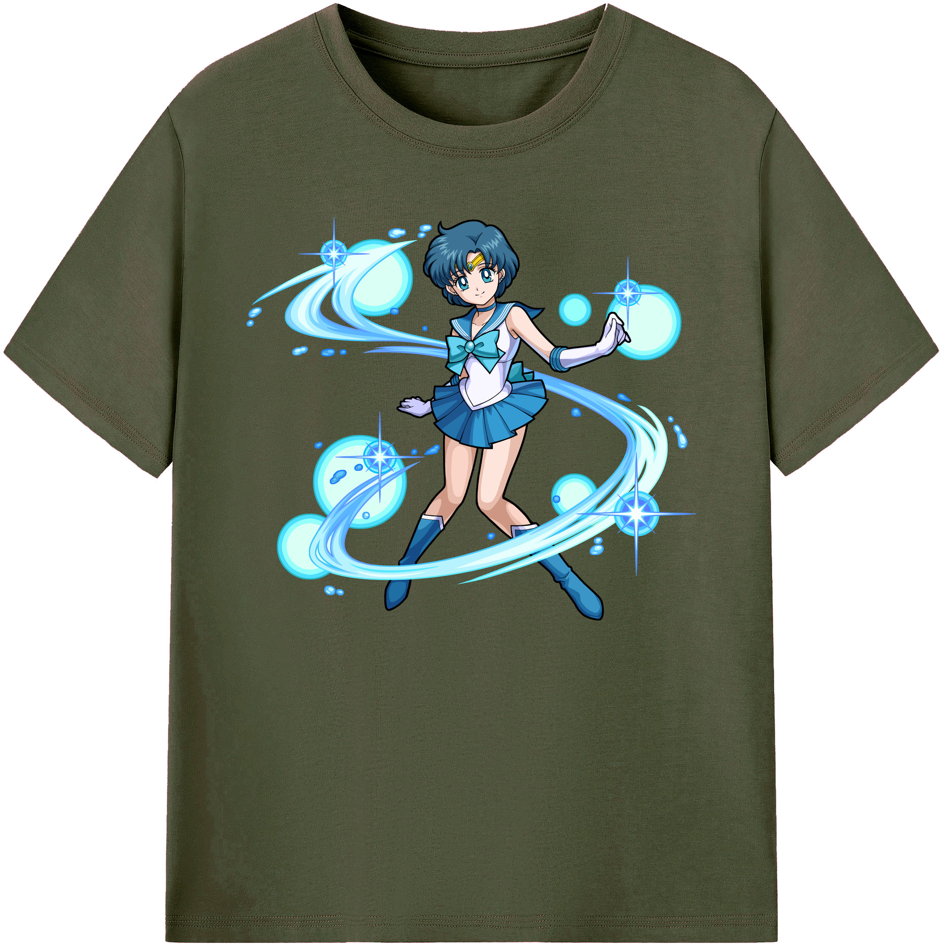 （画像用） 美少女戦士セーラームーン 水野 亜美 みずの あみ Sailor Moon Mizuno Ami 綿100％ メンズ半袖Tシャツ｜肌触りやわらか＆通気性
